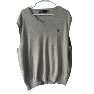 Polo Ralph Lauren Sweater Vest Mens XXL Gray 100% Pima Cotton Classic Preppy